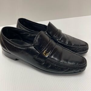 Florsheim Riva Moc Toe Bit Black Leather Loafers w/ Gold Accent Men’s Size 11.5C
